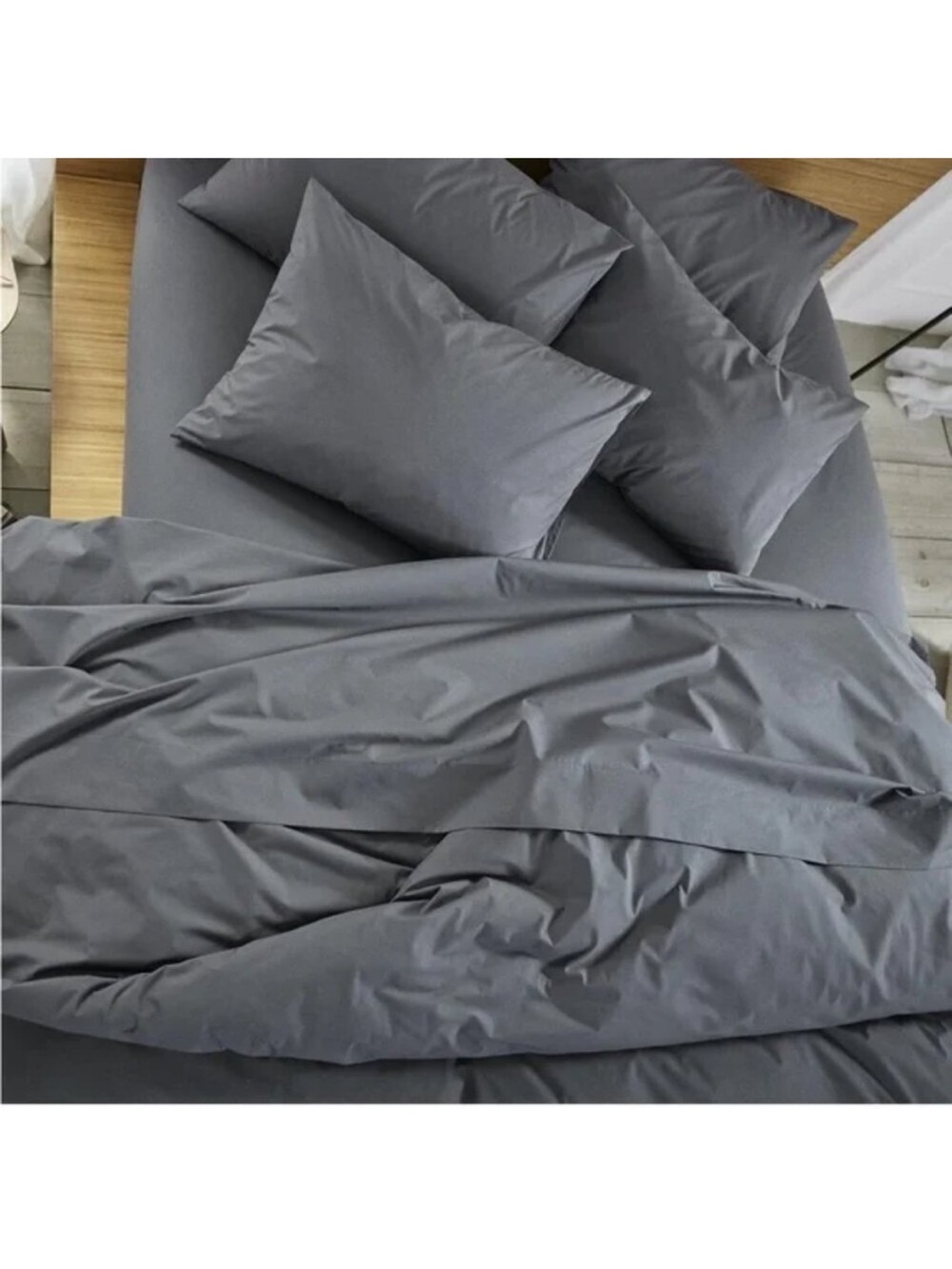 Brooklinen Luxury Sateen King Flat Sheet & Pillowcase Shams 100% Cotton Graphite
